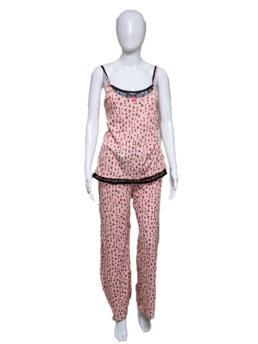 BETSEY JOHNSON Pink Bud Cami/Long Leg Pajama Set XL